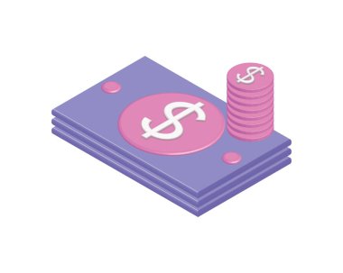 isometric money icon isolated flat