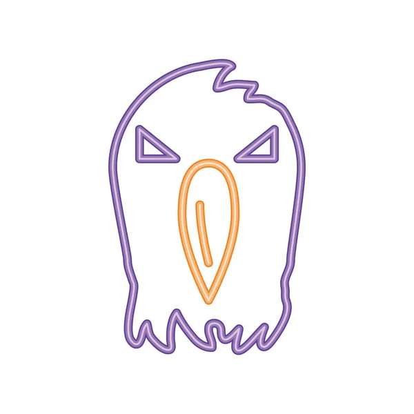 Halloween Bird Neon Icon Isolated — Stok Vektör