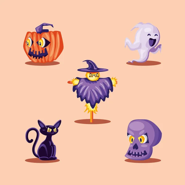 Icons Set Halloween Celebration Design — Stockvector