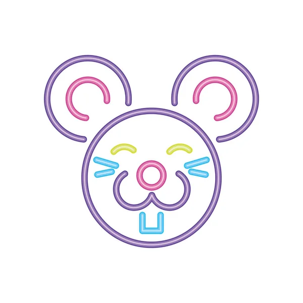 Cute Mouse Neon Icon Isolated — Image vectorielle