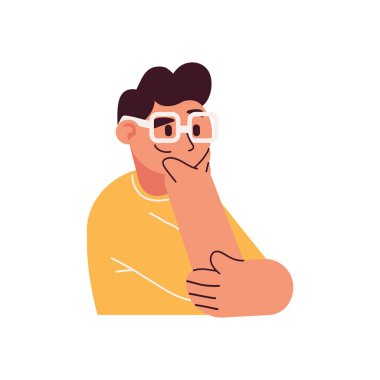 man with glasses thinking icon isolated