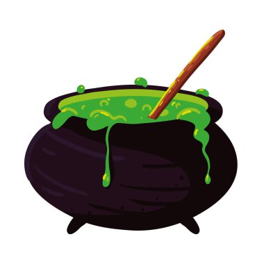 halloween cauldron with potion icon isolated