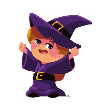 halloween little witch icon isolated