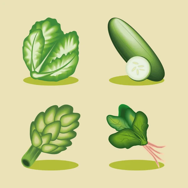 Icon Collection Realistic Vegetables Design — Vector de stock