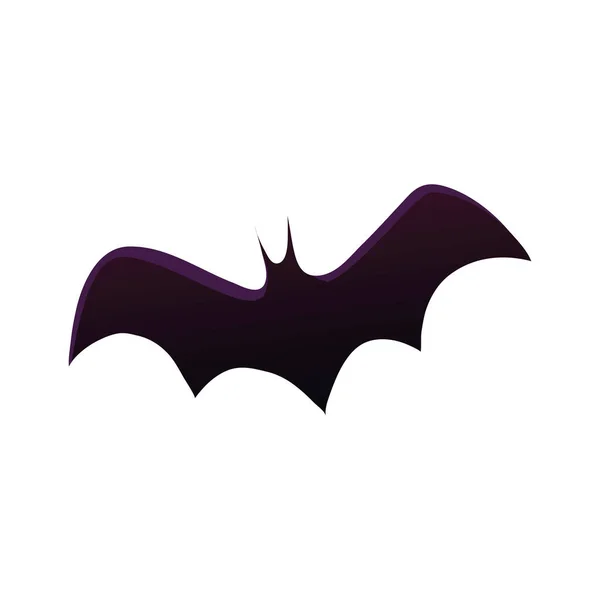 Halloween Black Bat Icon Isolated — Stockvector