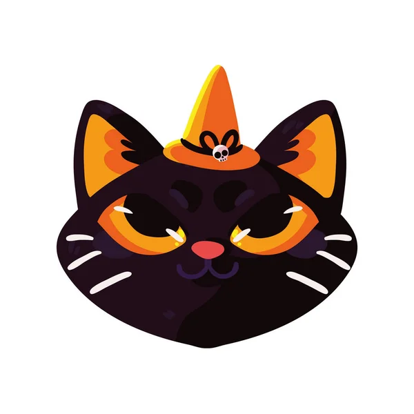 Halloween Cat Face Icon Isolated — Stock vektor