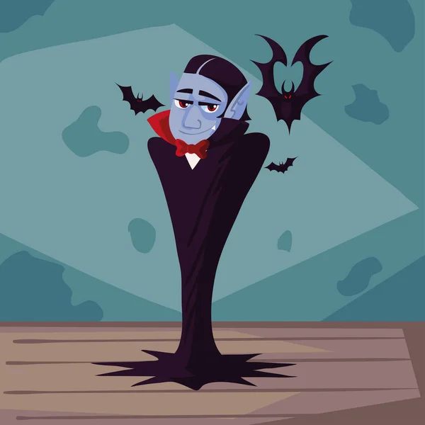 Halloween Dracula Character Bats — Archivo Imágenes Vectoriales