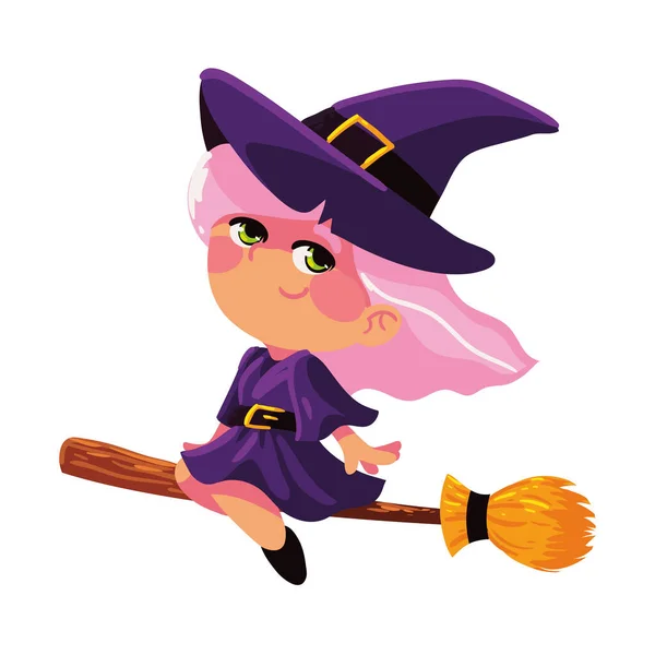 Witch Broom Halloween Icon Isolated — Vettoriale Stock