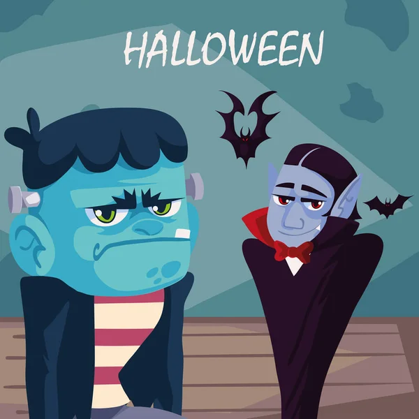Halloween Characters Bats Design — Stok Vektör