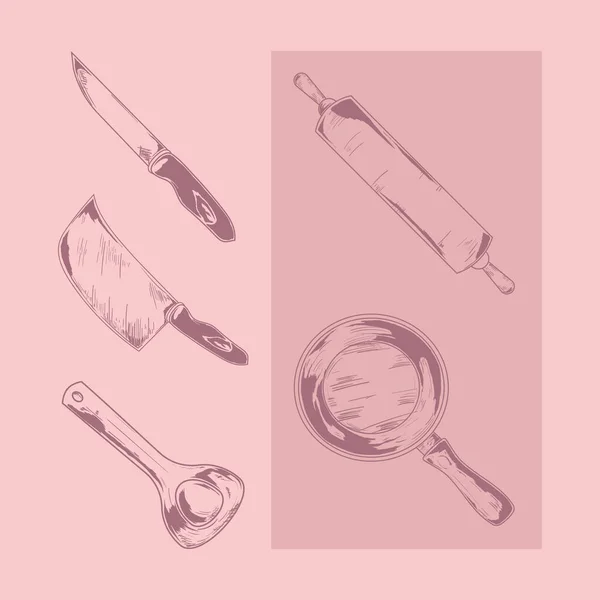 Набір Кухонного Посуду Дизайн — стоковий вектор