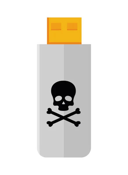 Flash Drive Cyber Fraud Icon Isolated — Stockvektor