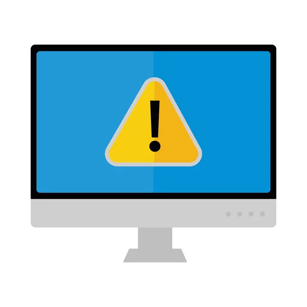 Computer Cyber Fraud Alert Sign Icon — Vetor de Stock