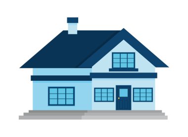 blue house icon isolated flat