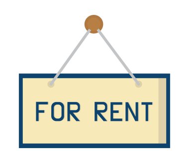 hanging for rent sign icon isolated