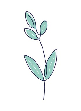 one line leaves plant icon isolated