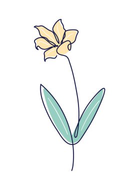 decorative one line flower icon isolated