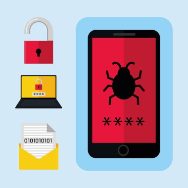 cyber fraud icons collection design