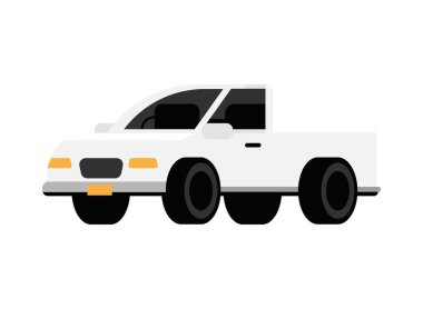 white pickup transport icon flat isolated
