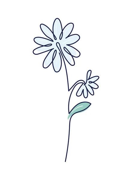 Flower Line Art Continuous Icon Isolated — Stockový vektor