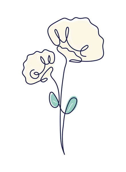 Цветок Одной Линии Минималистский Значок Изолирован — стоковый вектор