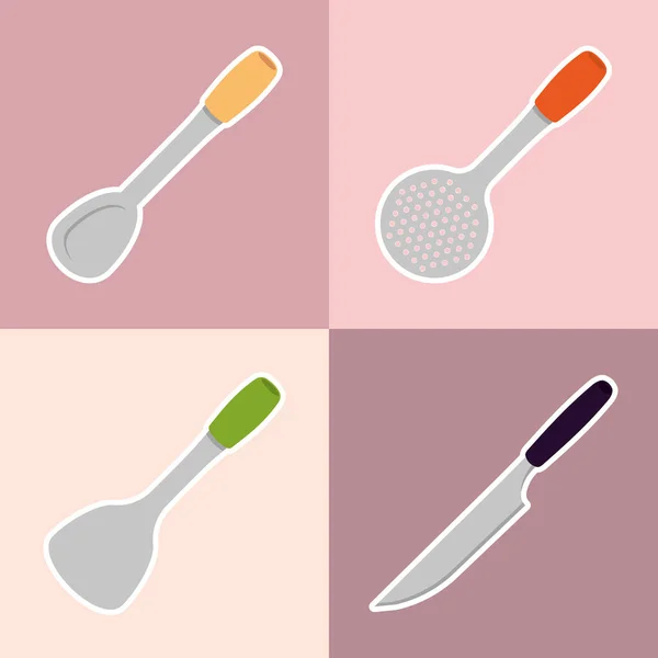 Kitchen Equipment Icons Set Design — Stockový vektor