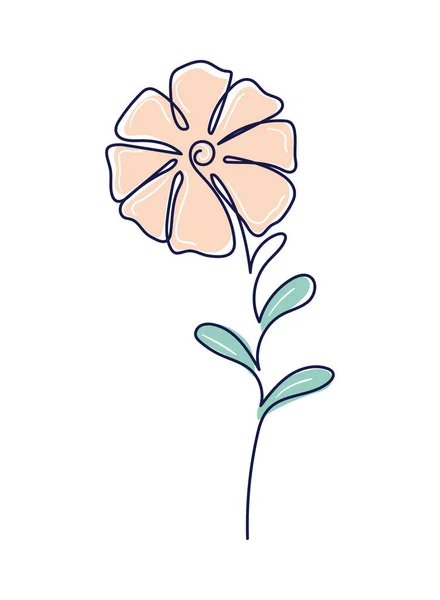 Одна Лінія Малюнка Квітки Ізольована — стоковий вектор