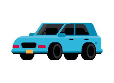 blue car transport icon flat isolated