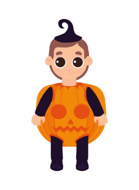 halloween pumpkin boy character icon isolated