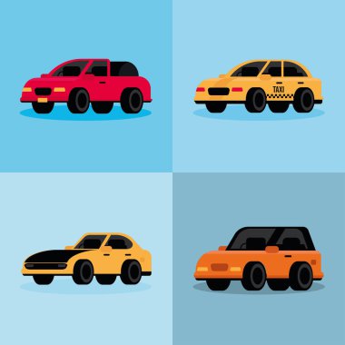 icons transport cars, vector image