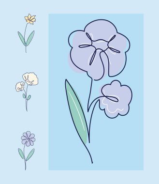 flower one line art, icons