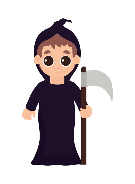 Halloween Death Boy Character Icon Isolated — Vector de stock