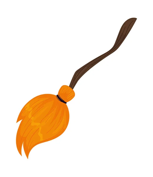 Halloween Witch Broom Icon Isolated — Vetor de Stock