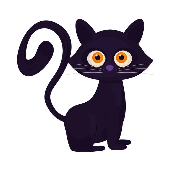 Изолированная Чёрная Кошка — стоковый вектор
