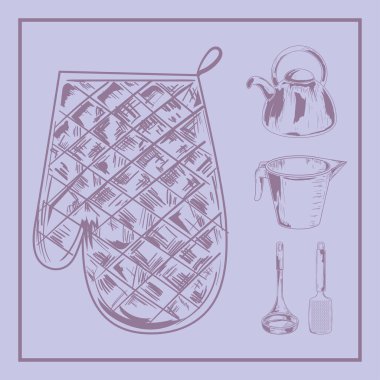 icons set kitchen, vector style