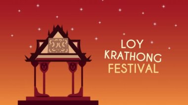 loy krathong lettering with arch animation ,4k video animated