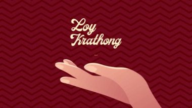 loy krathong lettering with hand animation ,4k video animated