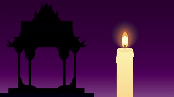 Loy Krathong Festival Animation Candle Video Animated — Stock Video