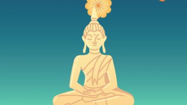 loy krathong festival animation with buddha ,4k video animated