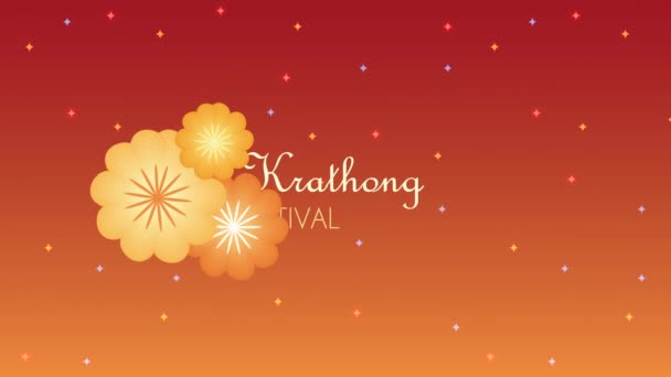 Loy Krathong Lettering Flowers Animation Video Animated — Stock videók