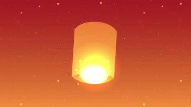 loy krathong festival animation with lamp ,4k video animated