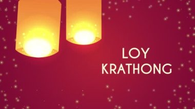 loy krathong lettering with lamps animation ,4k video animated