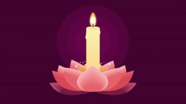 loy krathong festival animation with candle in lotus ,4k video animated
