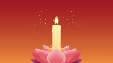 loy krathong festival animation with candle in lotus ,4k video animated
