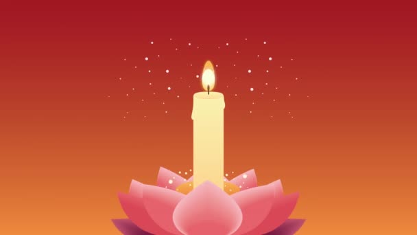 Loy Krathong Festival Animation Candle Lotus Video Animated — Stockvideo
