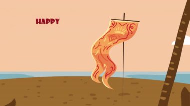 happy columbus day lettering ,4k video animated