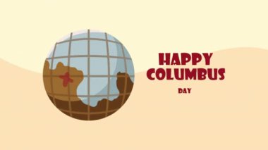 happy columbus day lettering ,4k video animated