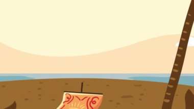 christopher columbus with flag animation ,4k video animated