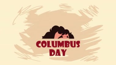 happy columbus day lettering ,4k video animated