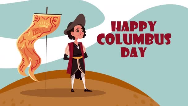 Happy Columbus Day Lettering Video Animated — Stok Video