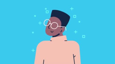 afro woman profile character animation ,4k video animated